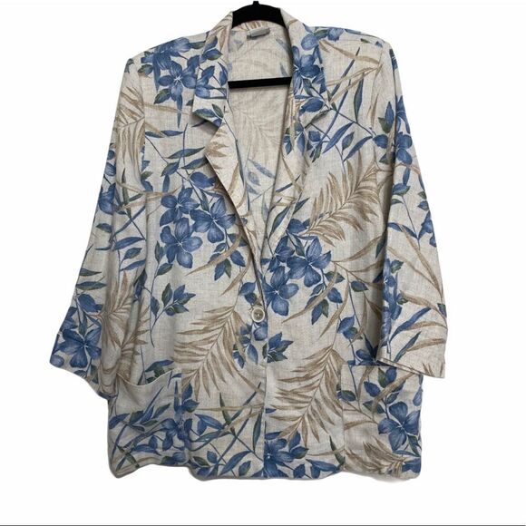 Vintage Golden Girls Grandma Floral Print Blazer Sz L - Picture 1 of 9